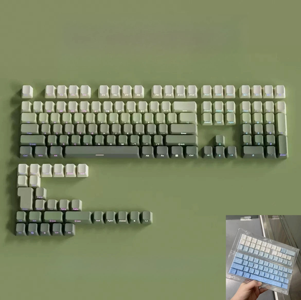 135 Key Cherry Profile Green Grape Keycaps Side Print Shine Through Keycaps Double Shot PBT Keycap for MX Switch Gaming Keyboard