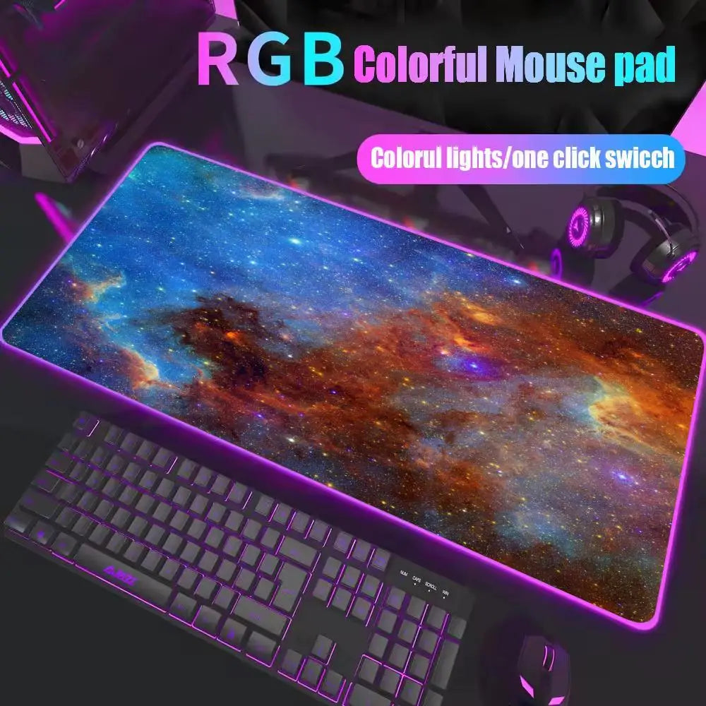 Space Large RGB Mouse Pad Gaming Mousepad LED Mouse Mat Gamer Mousemats Table Pads PC Desk Mat RGB Keyboard Mat Multiple sizes