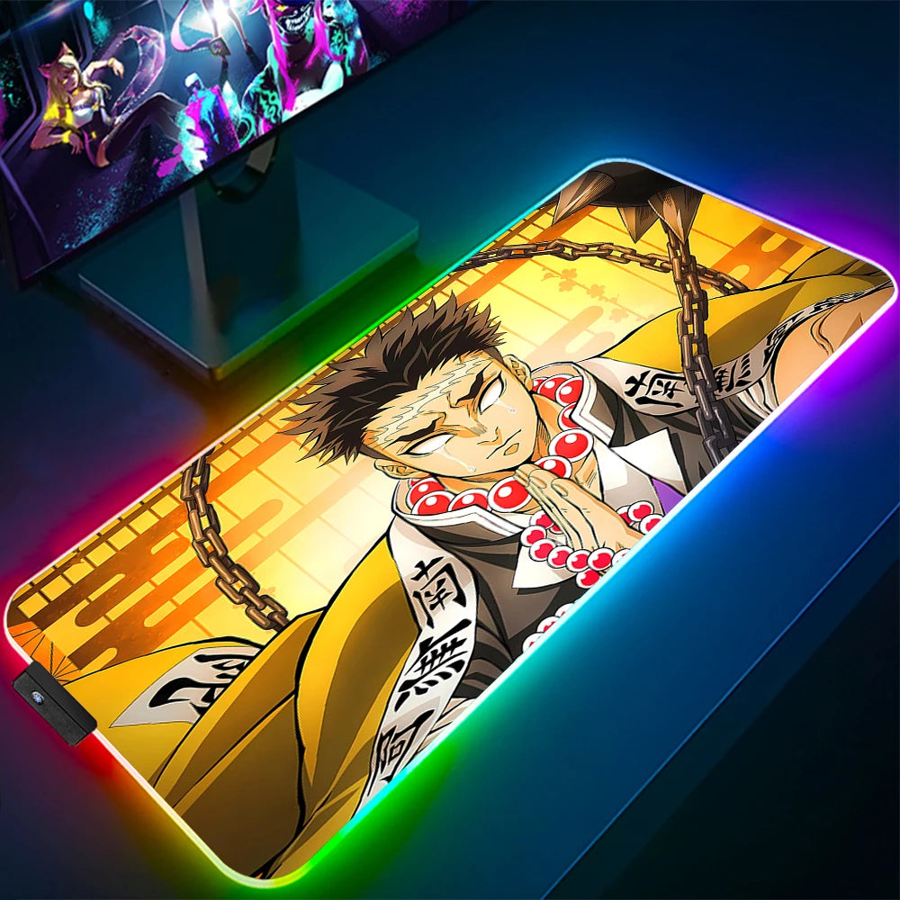 Demon Slayer Large Gaming Mousepad Anime Laptop Desk Mouse Pad Waterproof Mat Deskmat Carpet for Mouse RGB Playmat LED Rugs Xxl