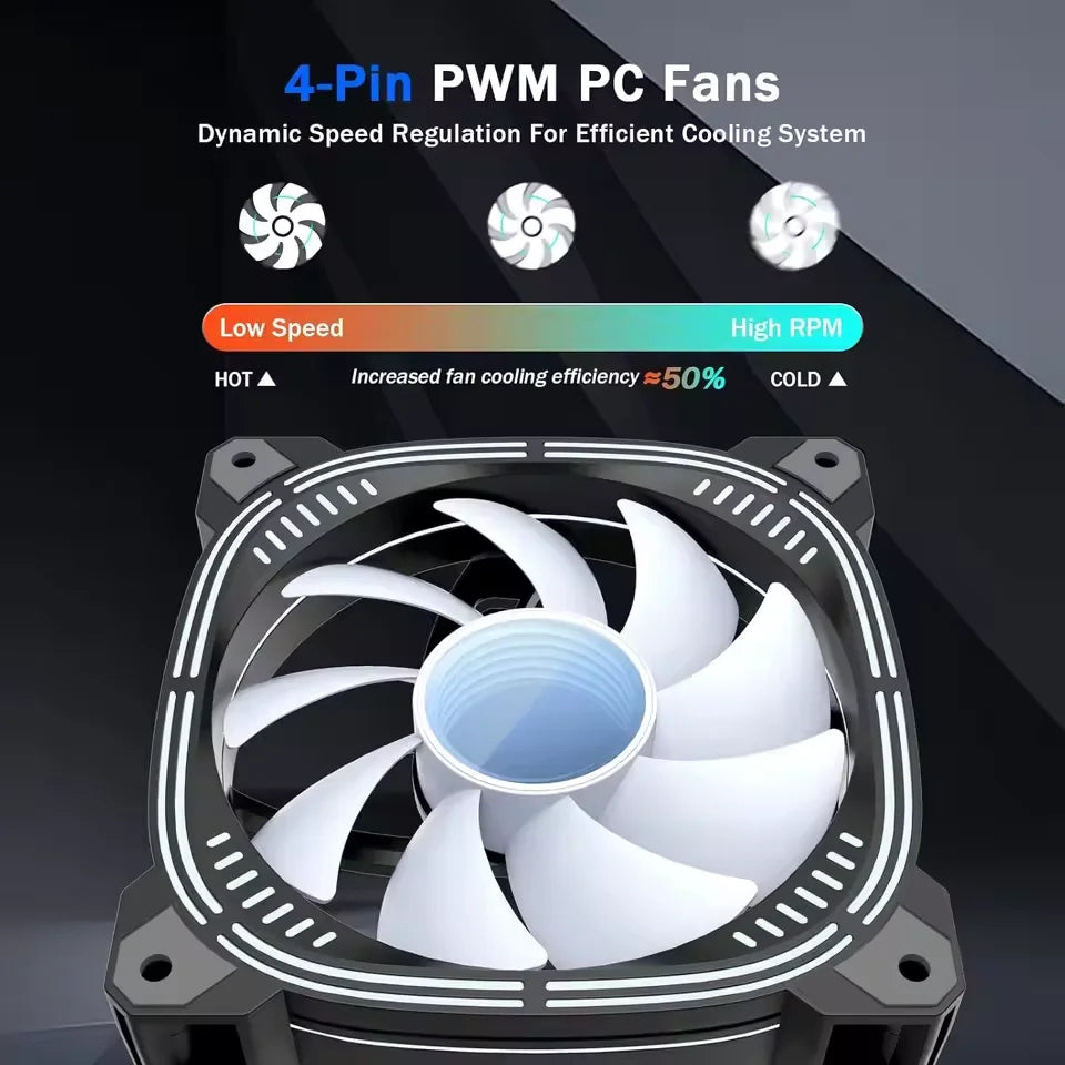 High Performance Case Fan 120mm ARGB PC Fans 4pin PWM Silent Computer Fan Infinite Mirror Cooling Fan 12V Chassis Fan