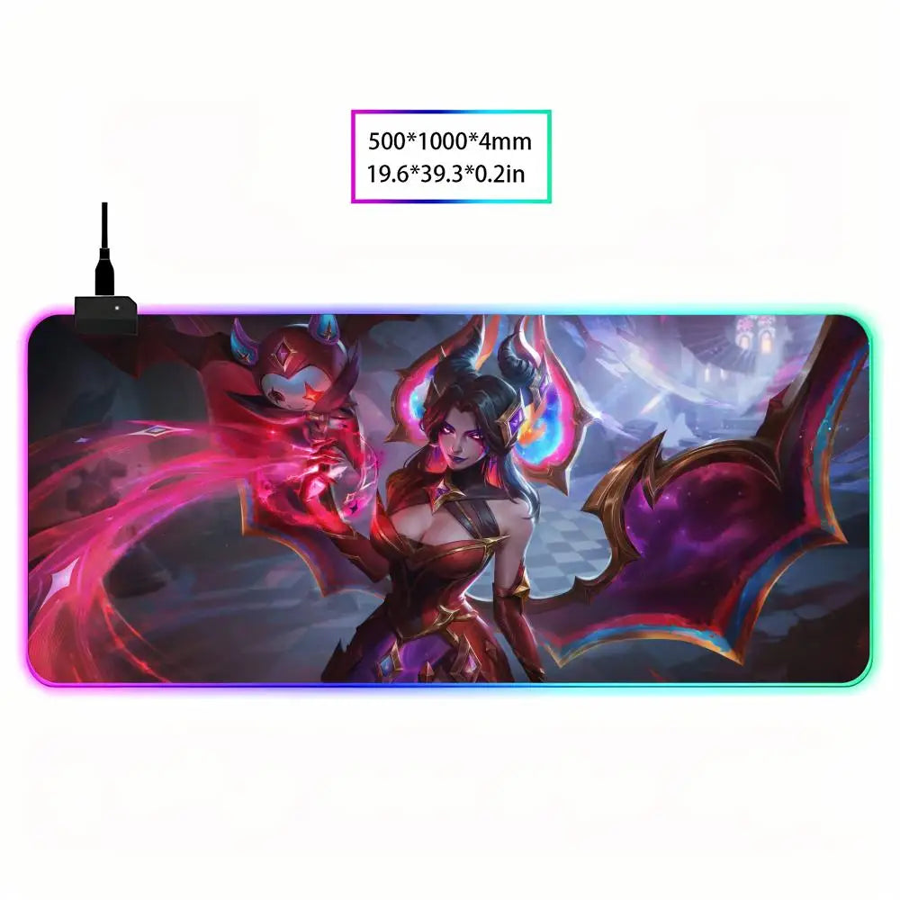 League of Legends Morgana Mouse Pad Games Beautiful RGB Gaming Mouse Pad HD Gamer Large LED Light PC Computer pad Non-slip Decor