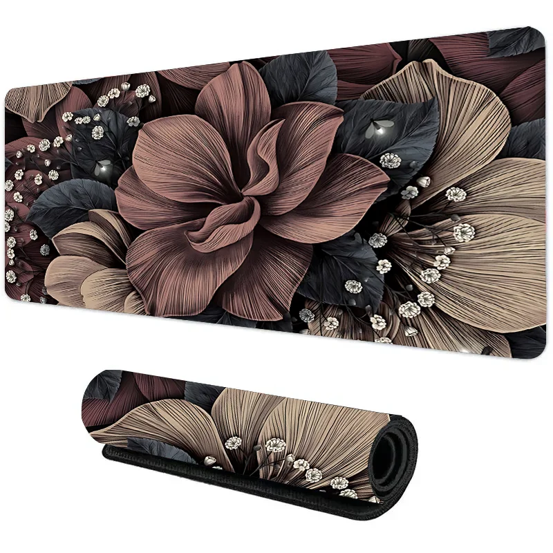 Mouse Pad Non-Slip Large  Mouse Mat with Vintage Daisy Design Stitched Edges Desk Mat for Computer Home Office Gaming washable