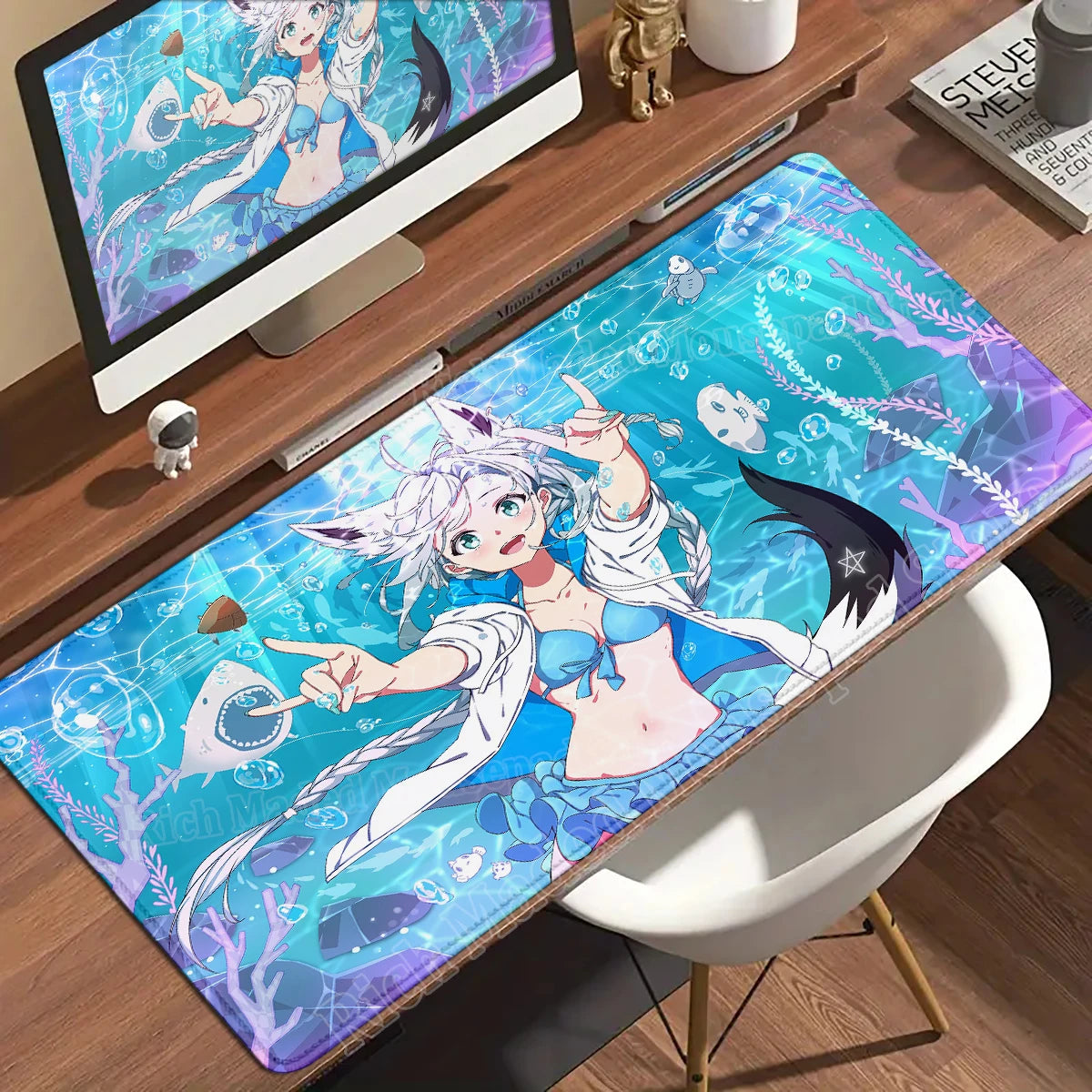 Shirakami Fubuki Mouse Pad Laptop Hololive Large Gaming Keyboard Rug PC Kawaii Anime Girl Mousepad XXL Gamer Pc Cabinet Desk Mat