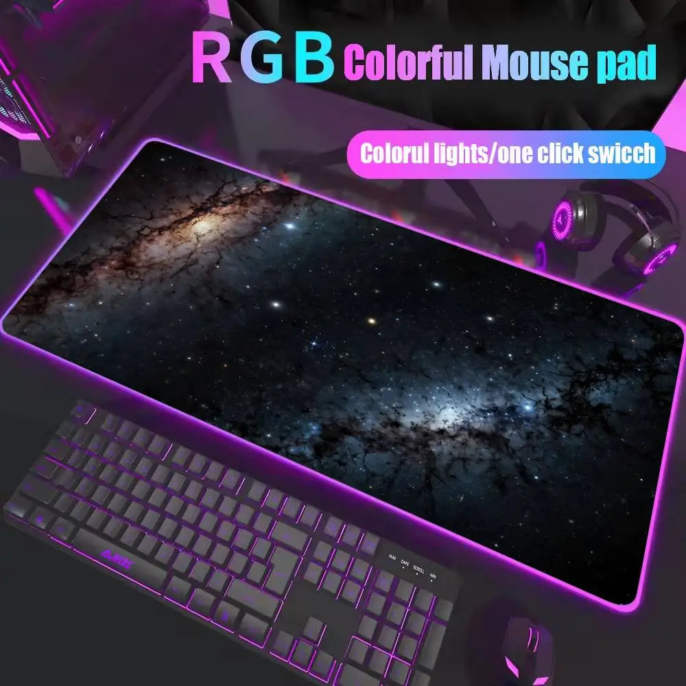 Space Large RGB Mouse Pad Gaming Mousepad LED Mouse Mat Gamer Mousemats Table Pads PC Desk Mat RGB Keyboard Mat Multiple sizes