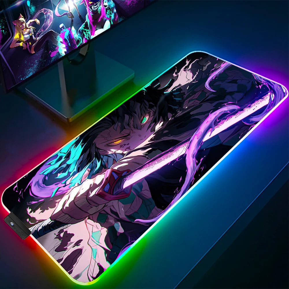 Demon Slayer Large Gaming Mousepad Anime Laptop Desk Mouse Pad Waterproof Mat Deskmat Carpet for Mouse RGB Playmat LED Rugs Xxl