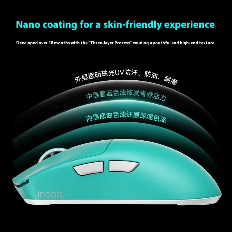 NEW Incott 039PRO Wireless E-sport Gaming Mouse 3-Mode Long Battery Life Web Driver Ergonomics Lightweight Custom Gaming Mice PC