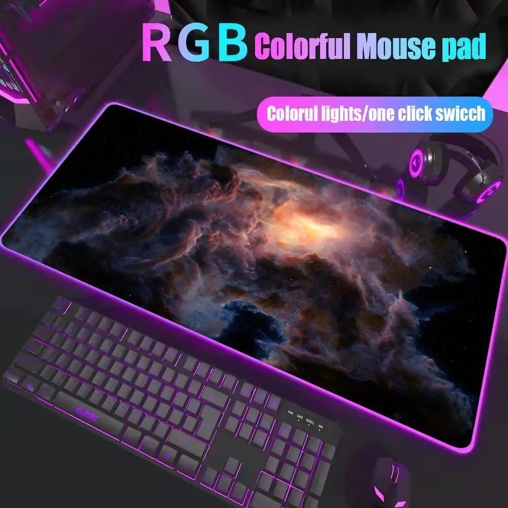 Space Large RGB Mouse Pad Gaming Mousepad LED Mouse Mat Gamer Mousemats Table Pads PC Desk Mat RGB Keyboard Mat Multiple sizes