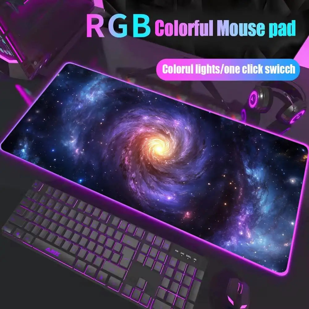 Space Large RGB Mouse Pad Gaming Mousepad LED Mouse Mat Gamer Mousemats Table Pads PC Desk Mat RGB Keyboard Mat Multiple sizes