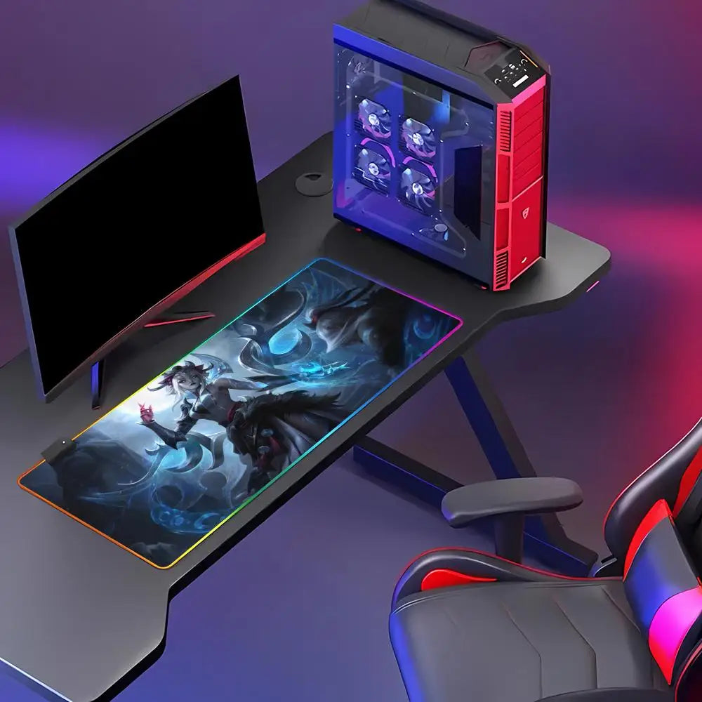 League of Legends Morgana Mouse Pad Games Beautiful RGB Gaming Mouse Pad HD Gamer Large LED Light PC Computer pad Non-slip Decor
