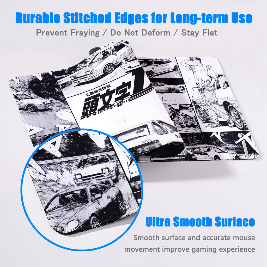 Anime I-Initial D AE86 Mousepad Large Anti-Slip Mouse Pad Stitched Edges Mat Desk accessories XXL Gaming Keyboard Pad 900x400mm