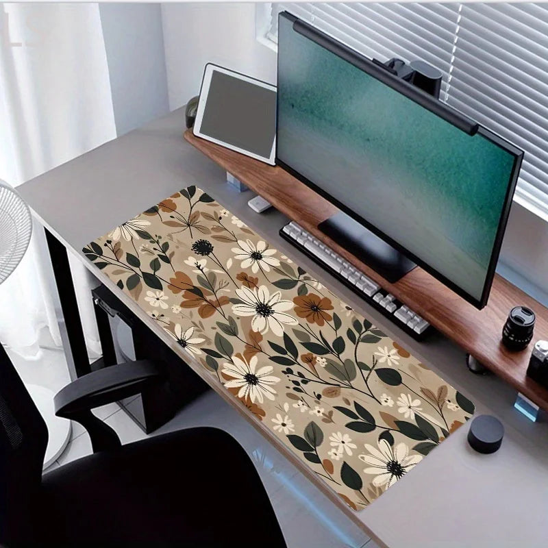 Mouse Pad Non-Slip Large  Mouse Mat with Vintage Daisy Design Stitched Edges Desk Mat for Computer Home Office Gaming washable