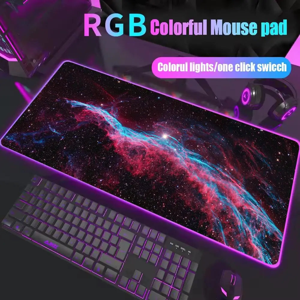 Space Large RGB Mouse Pad Gaming Mousepad LED Mouse Mat Gamer Mousemats Table Pads PC Desk Mat RGB Keyboard Mat Multiple sizes