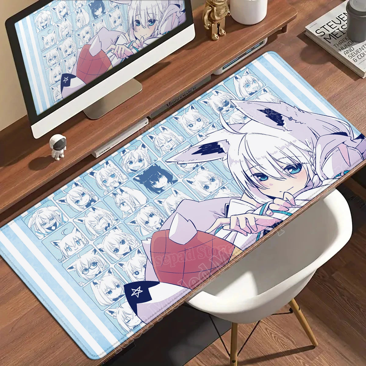 Shirakami Fubuki Mouse Pad Laptop Hololive Large Gaming Keyboard Rug PC Kawaii Anime Girl Mousepad XXL Gamer Pc Cabinet Desk Mat