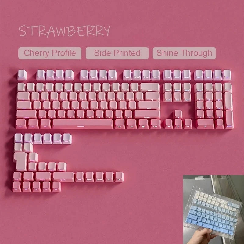 135 Key Cherry Profile Green Grape Keycaps Side Print Shine Through Keycaps Double Shot PBT Keycap for MX Switch Gaming Keyboard