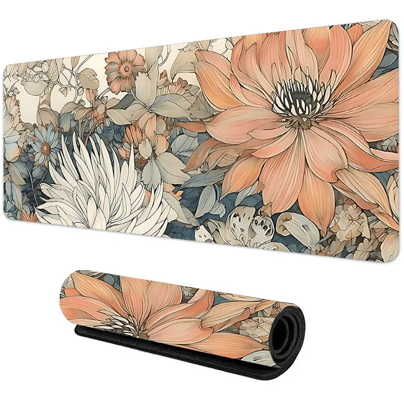 Mouse Pad Non-Slip Large  Mouse Mat with Vintage Daisy Design Stitched Edges Desk Mat for Computer Home Office Gaming washable