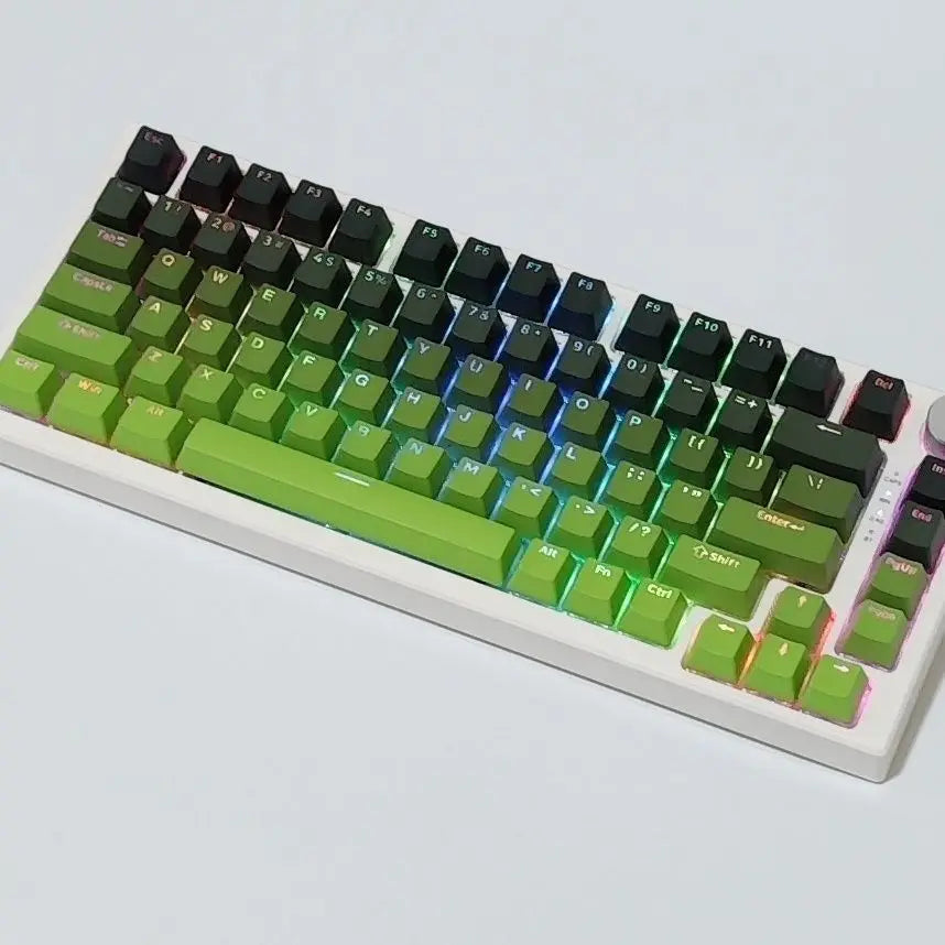 130+ Keys Matcha Green Double Shot PBT Keycaps Shine Through Keyboard Keycaps OEM Profile for Cherry MX Switches Gaming Keyboard