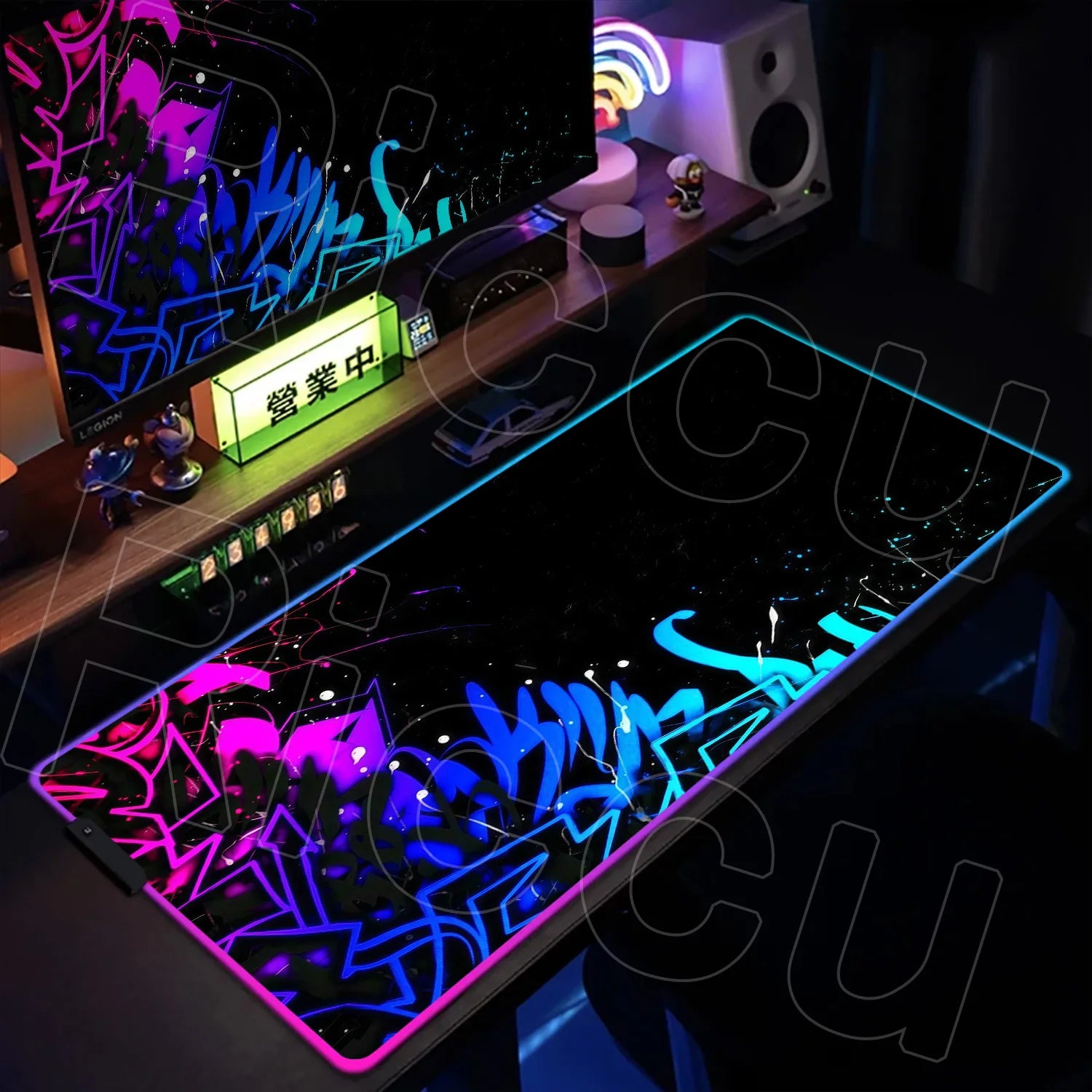 RGB 1000x500mm Street Graffiti Art Gaming Mouse Pad Table Pad Mousepad Computer expand Rubber accessories Keyboard LED Desk mat