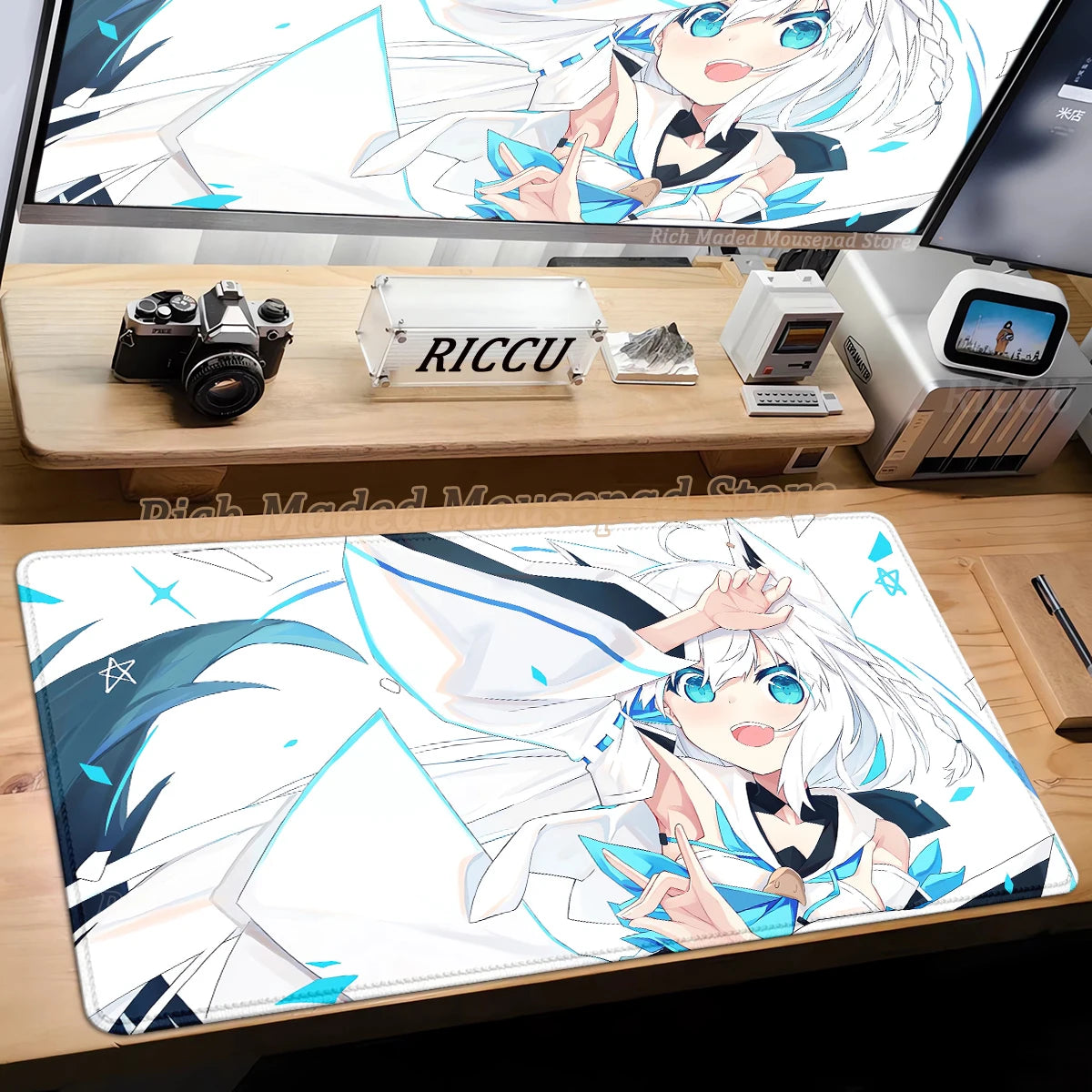 Shirakami Fubuki Mouse Pad Laptop Hololive Large Gaming Keyboard Rug PC Kawaii Anime Girl Mousepad XXL Gamer Pc Cabinet Desk Mat