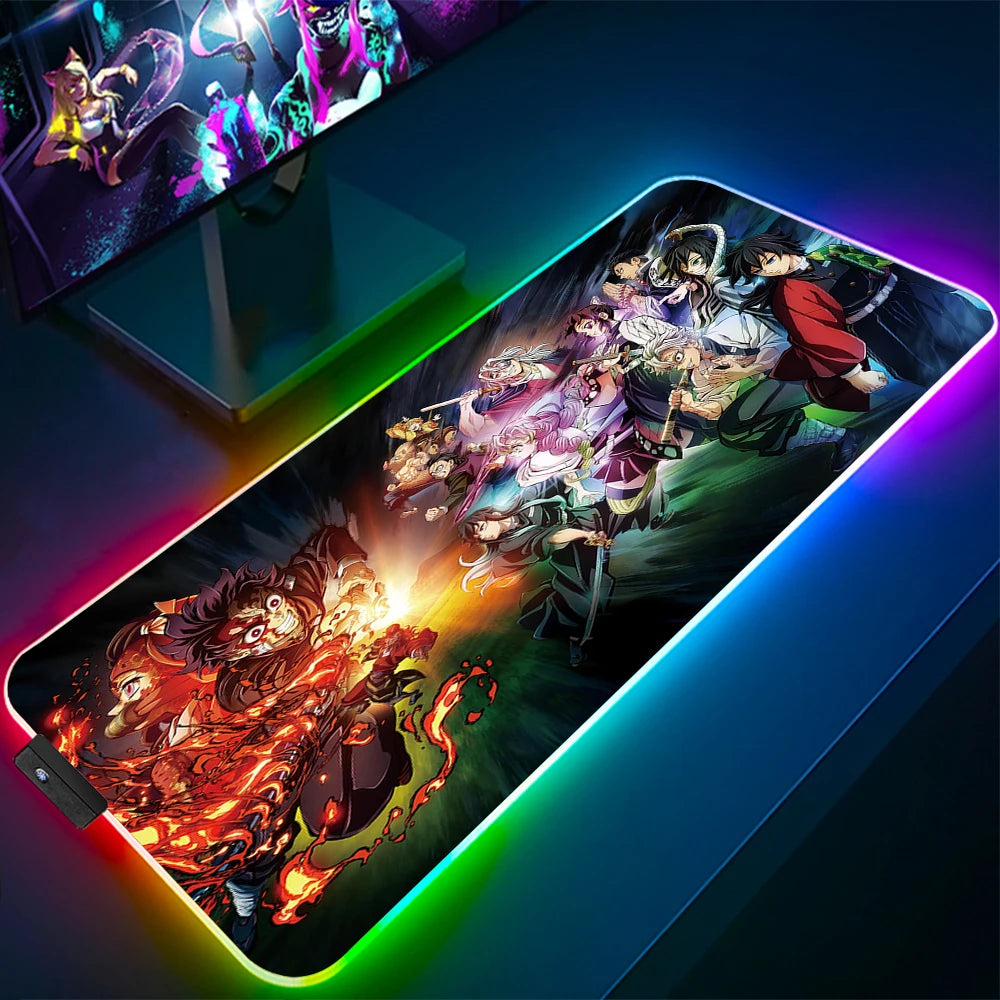 Demon Slayer Large Gaming Mousepad Anime Laptop Desk Mouse Pad Waterproof Mat Deskmat Carpet for Mouse RGB Playmat LED Rugs Xxl