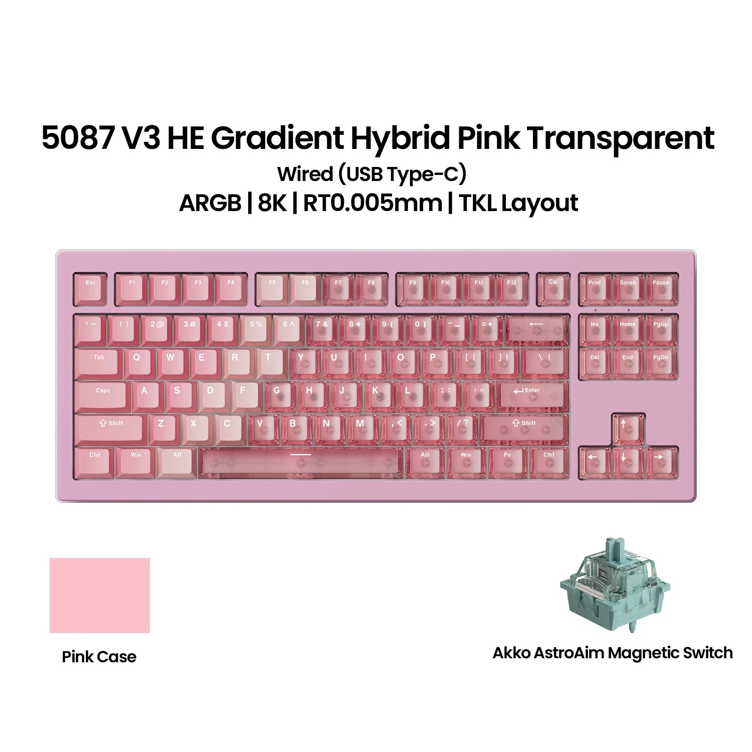 Akko 5087 V3 HE Magnetic Keyboard 80% TKL Layout Rapid Trigger 0.005mm 8K Polling Rate TypeC Wired Custom Gaming Keyboard