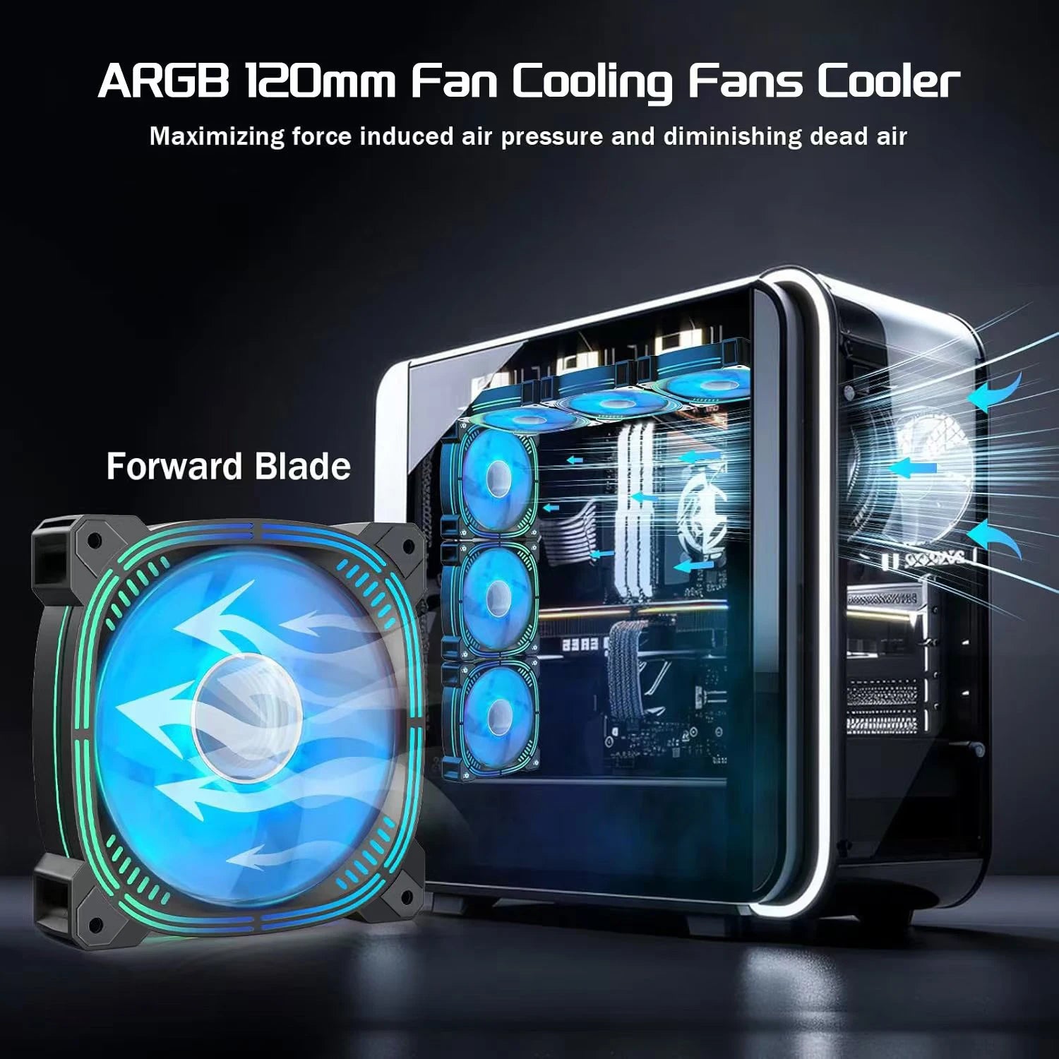 High Performance Case Fan 120mm ARGB PC Fans 4pin PWM Silent Computer Fan Infinite Mirror Cooling Fan 12V Chassis Fan