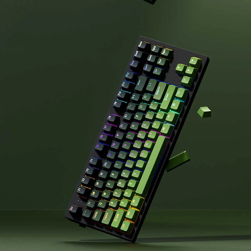 130+ Keys Matcha Green Double Shot PBT Keycaps Shine Through Keyboard Keycaps OEM Profile for Cherry MX Switches Gaming Keyboard
