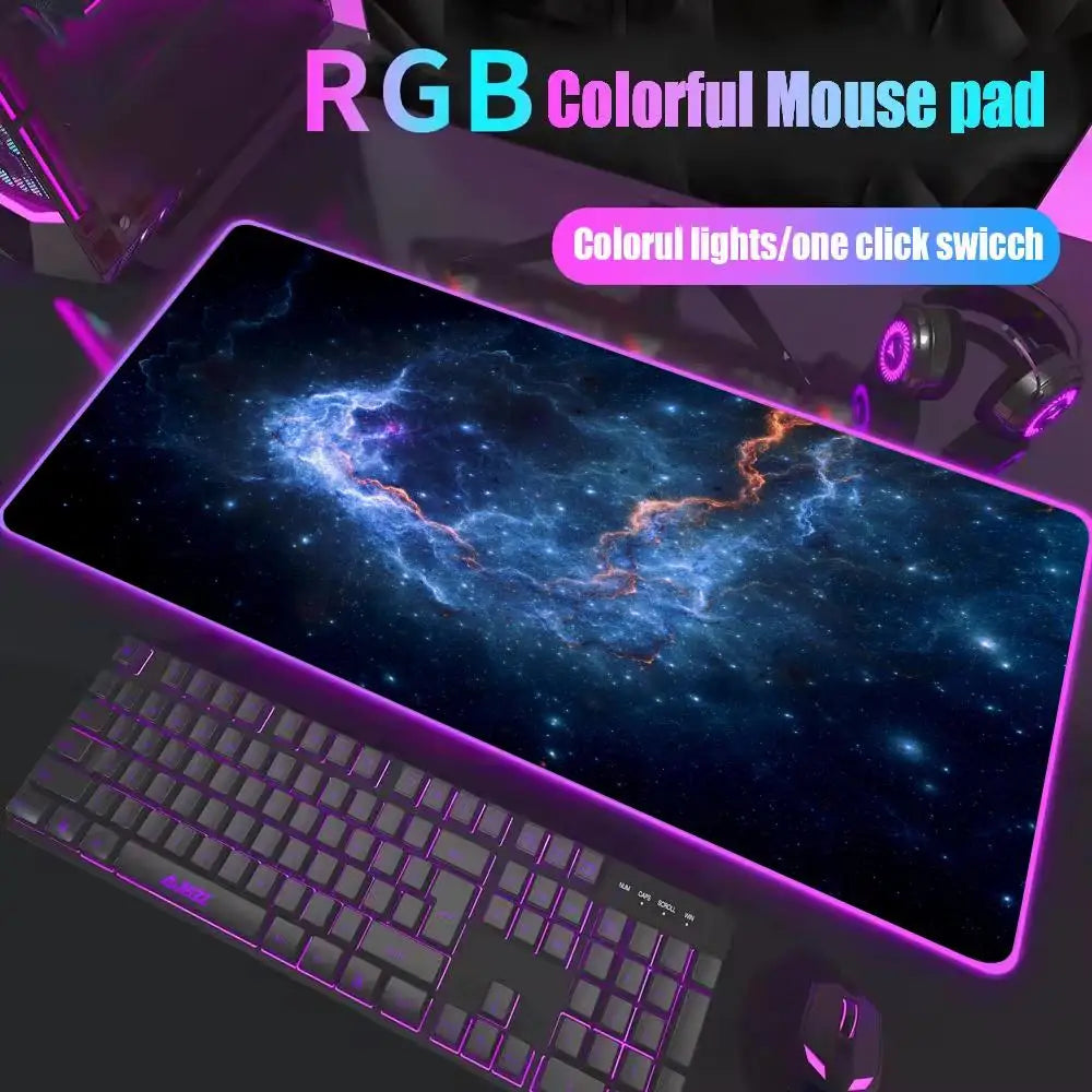 Space Large RGB Mouse Pad Gaming Mousepad LED Mouse Mat Gamer Mousemats Table Pads PC Desk Mat RGB Keyboard Mat Multiple sizes