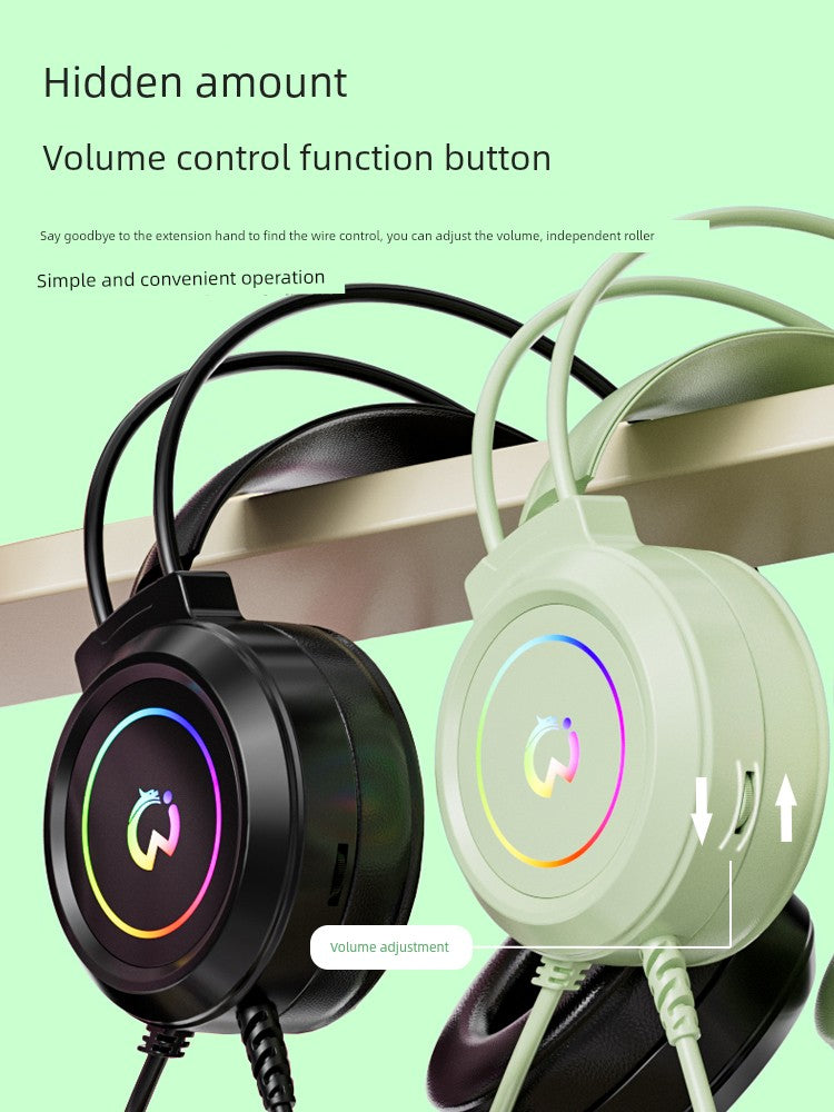 Computer Headphone Head-Mounted Microphone E-Sports Games Special Headset Two-in-One Wired Desktop Computers and Laptop Mobile Phone