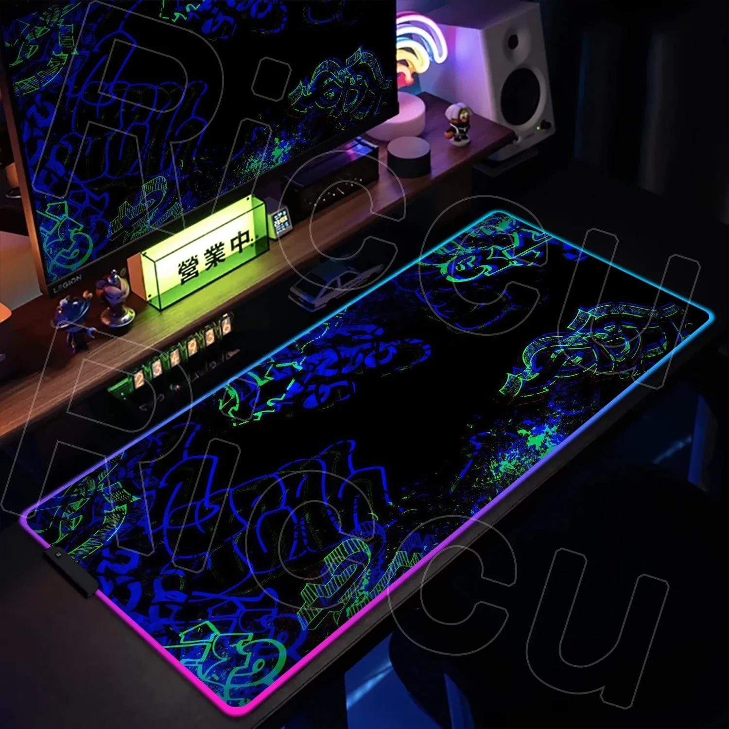RGB 1000x500mm Street Graffiti Art Gaming Mouse Pad Table Pad Mousepad Computer expand Rubber accessories Keyboard LED Desk mat