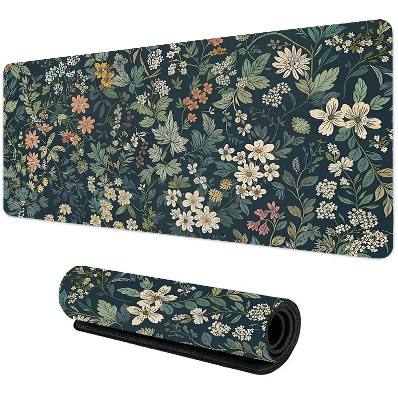 Mouse Pad Non-Slip Large  Mouse Mat with Vintage Daisy Design Stitched Edges Desk Mat for Computer Home Office Gaming washable