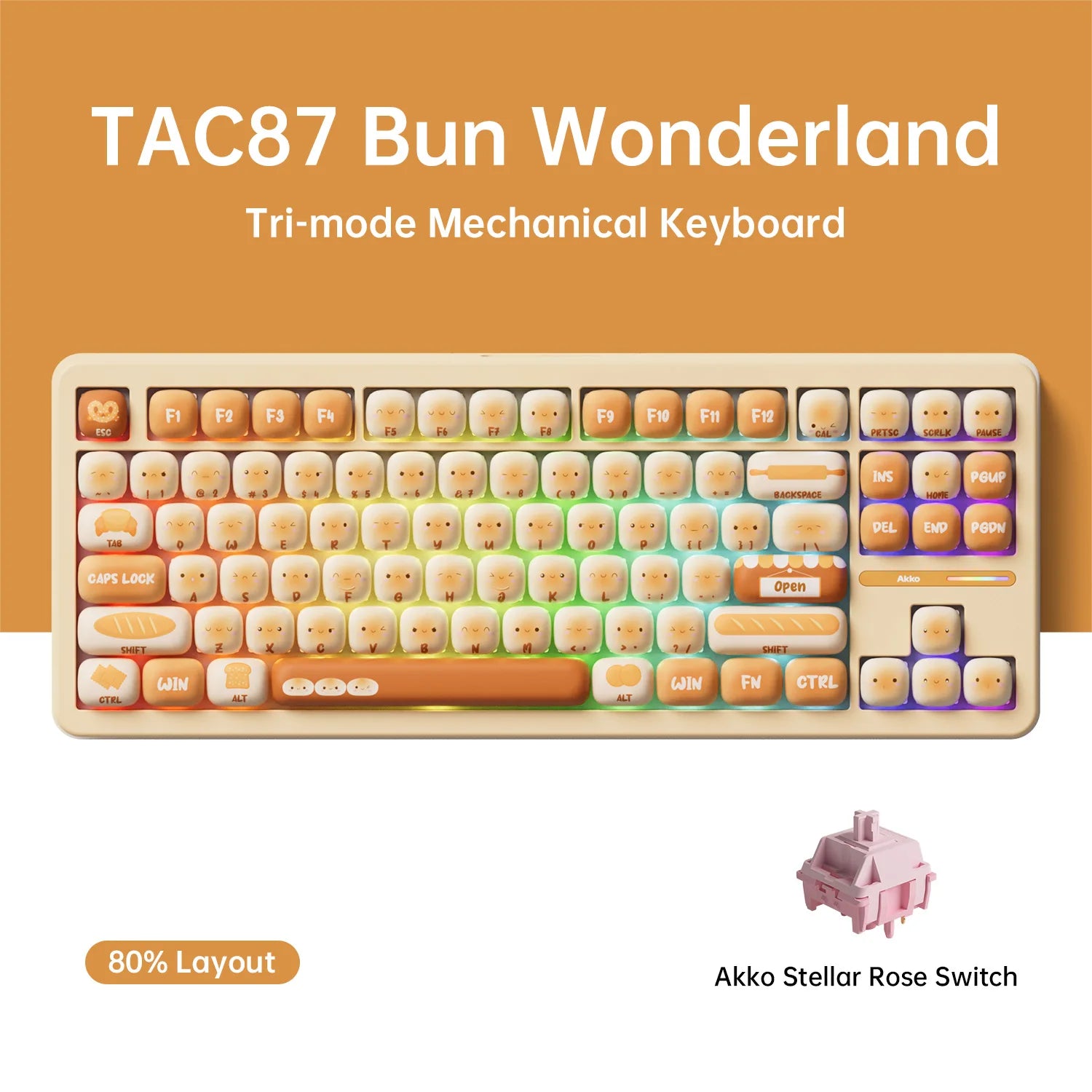 Akko TAC87 Mechanical Keyboard 80% TKL Hot-swap RGB 10000mAh USB Wired/2.4G&BT Wireless Customized Gaming Keyboard Gasket Mount