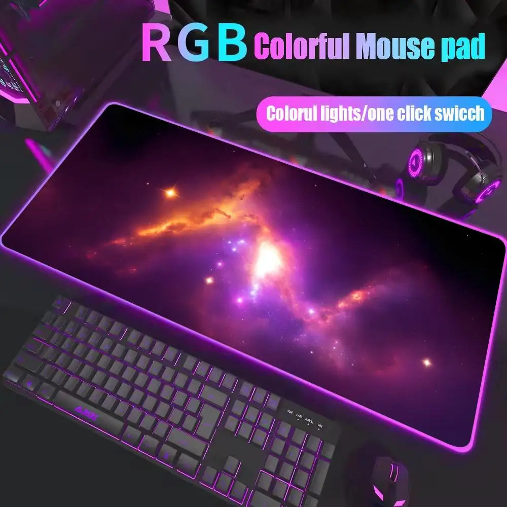 Space Large RGB Mouse Pad Gaming Mousepad LED Mouse Mat Gamer Mousemats Table Pads PC Desk Mat RGB Keyboard Mat Multiple sizes