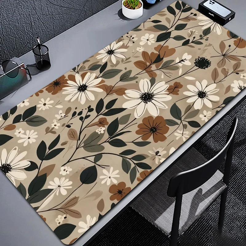 Mouse Pad Non-Slip Large  Mouse Mat with Vintage Daisy Design Stitched Edges Desk Mat for Computer Home Office Gaming washable