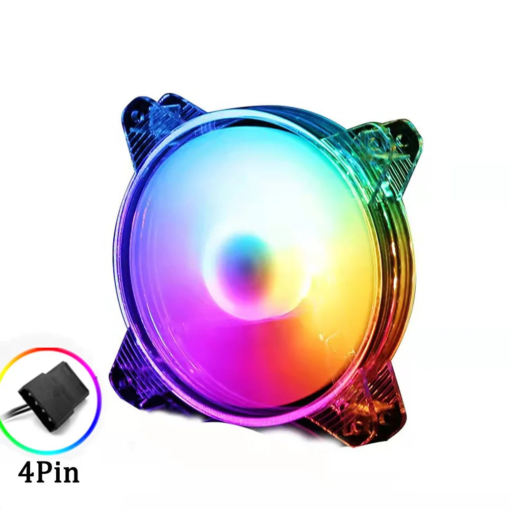 120mm 4Pin LED Light Crystal Cooling Fans 12CM RGB Colorful Case Fan Heat Dissipation Computer Fan Cooler Radiator Dropshipping
