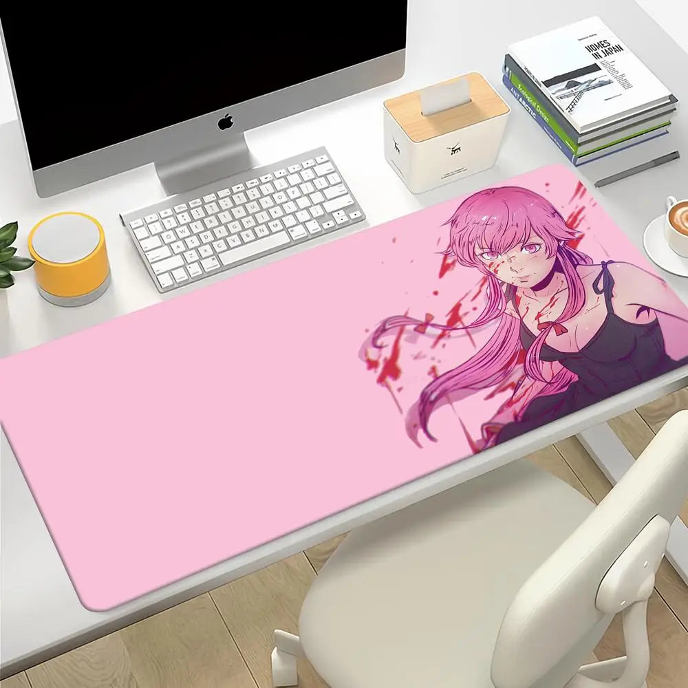 Gasai Yuno Deskmat Xxl Gaming Mouse Pad Gamer Rgb Kawaii Desk Accessories Mousepad Mats Anime Mause Pc Pads Carpet Mat Large Led