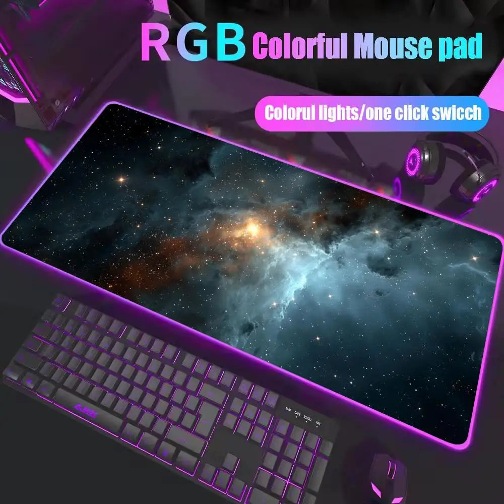 Space Large RGB Mouse Pad Gaming Mousepad LED Mouse Mat Gamer Mousemats Table Pads PC Desk Mat RGB Keyboard Mat Multiple sizes