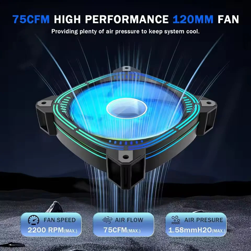 High Performance Case Fan 120mm ARGB PC Fans 4pin PWM Silent Computer Fan Infinite Mirror Cooling Fan 12V Chassis Fan