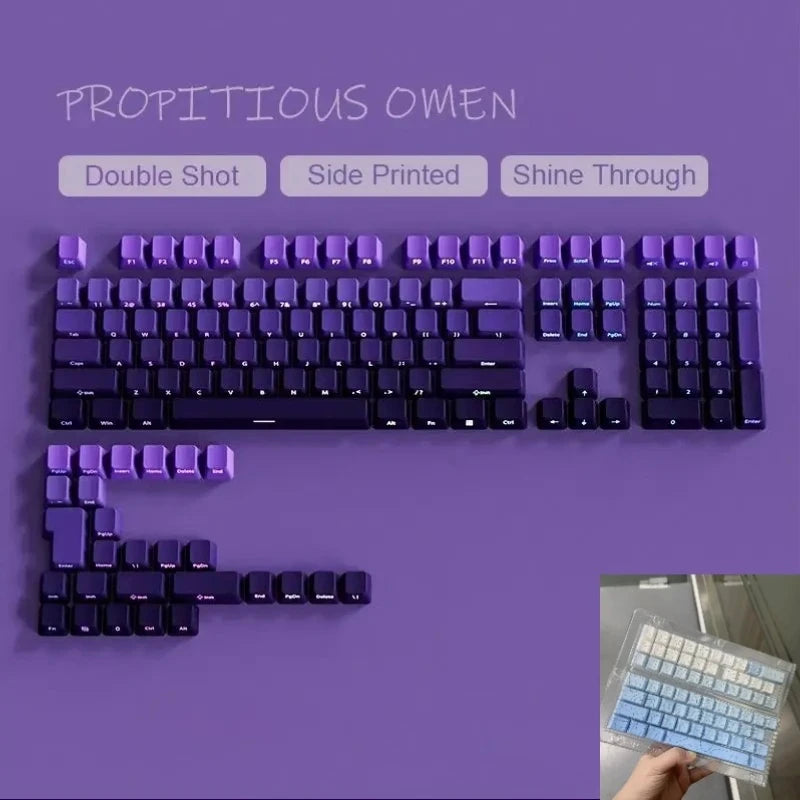 135 Key Cherry Profile Green Grape Keycaps Side Print Shine Through Keycaps Double Shot PBT Keycap for MX Switch Gaming Keyboard