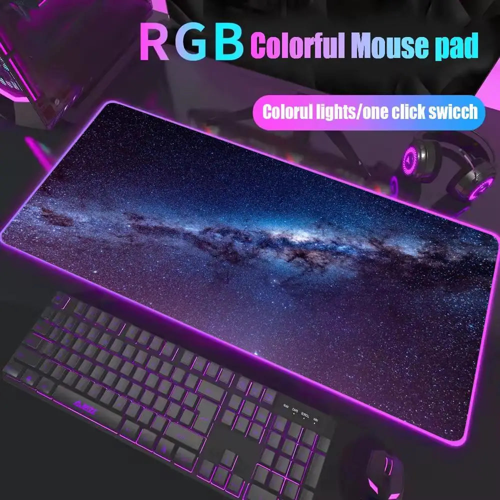 Space Large RGB Mouse Pad Gaming Mousepad LED Mouse Mat Gamer Mousemats Table Pads PC Desk Mat RGB Keyboard Mat Multiple sizes