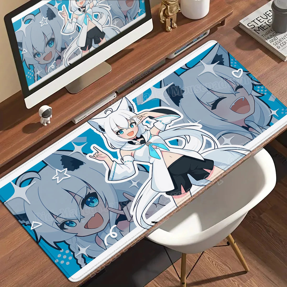 Shirakami Fubuki Mouse Pad Laptop Hololive Large Gaming Keyboard Rug PC Kawaii Anime Girl Mousepad XXL Gamer Pc Cabinet Desk Mat