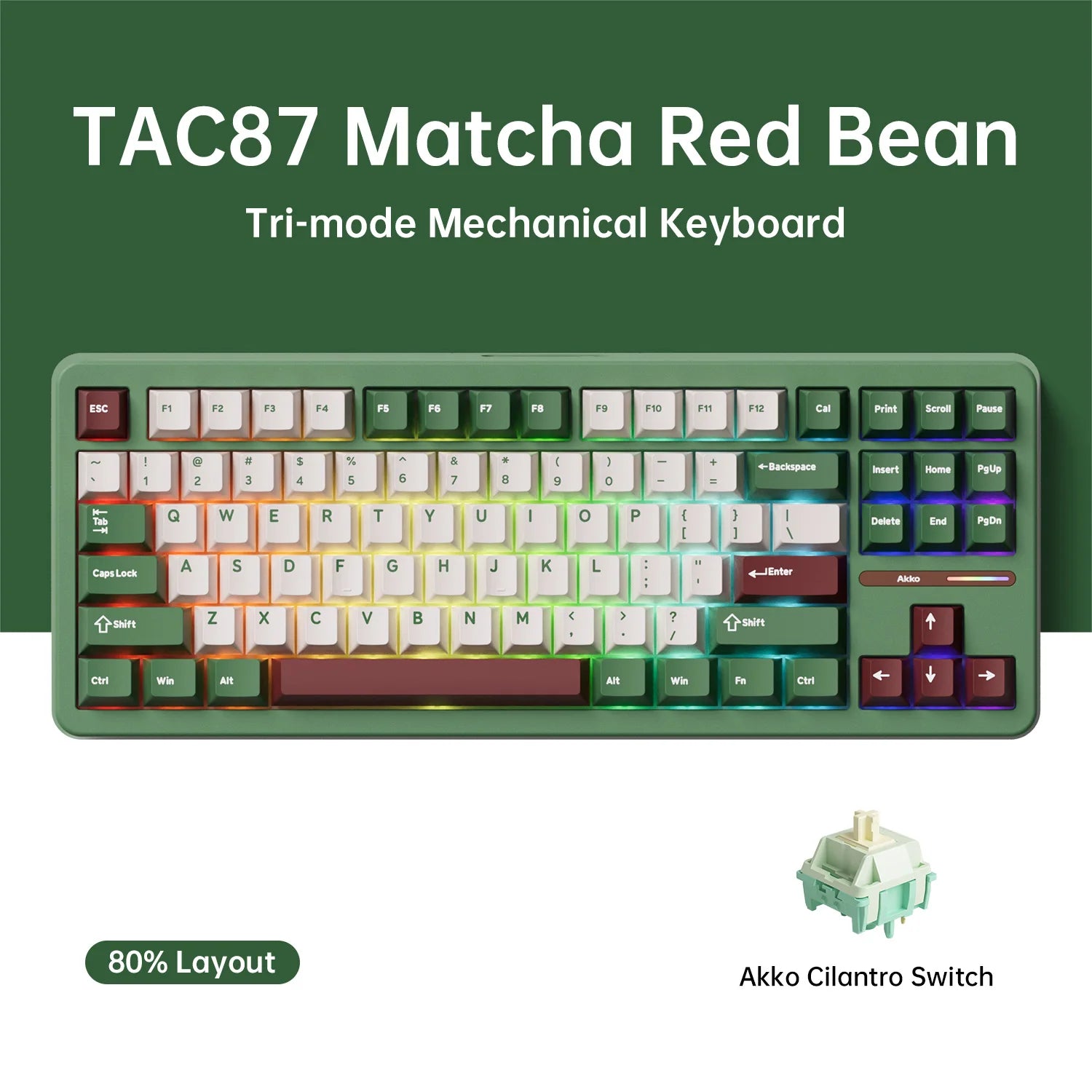 Akko TAC87 Mechanical Keyboard 80% TKL Hot-swap RGB 10000mAh USB Wired/2.4G&BT Wireless Customized Gaming Keyboard Gasket Mount