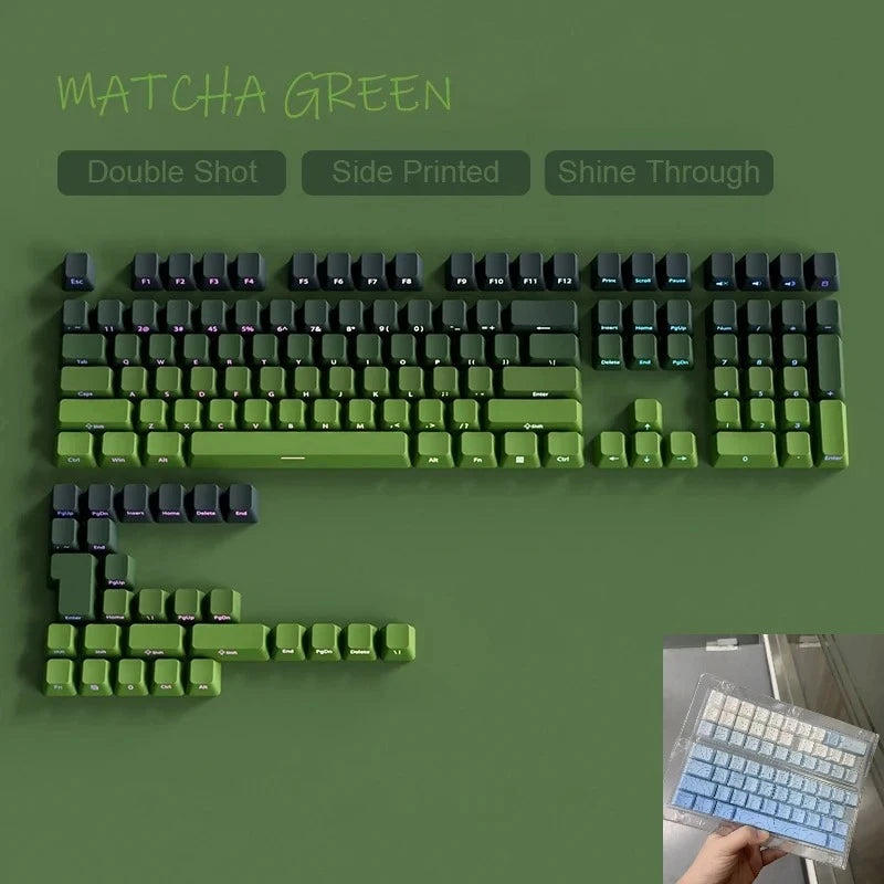 135 Key Cherry Profile Green Grape Keycaps Side Print Shine Through Keycaps Double Shot PBT Keycap for MX Switch Gaming Keyboard