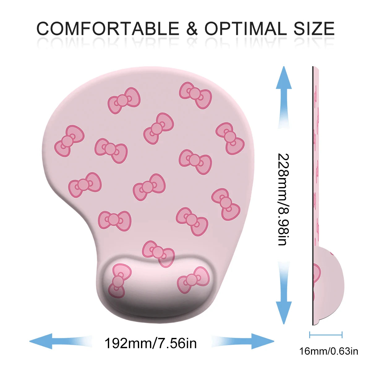 1pc  Pink Delicate Bowknot Mouse Pad Wrist Ergonomic Soft Anti-Slip Wrist Rest Support Mat Computer Mouse Pad for Office  PC