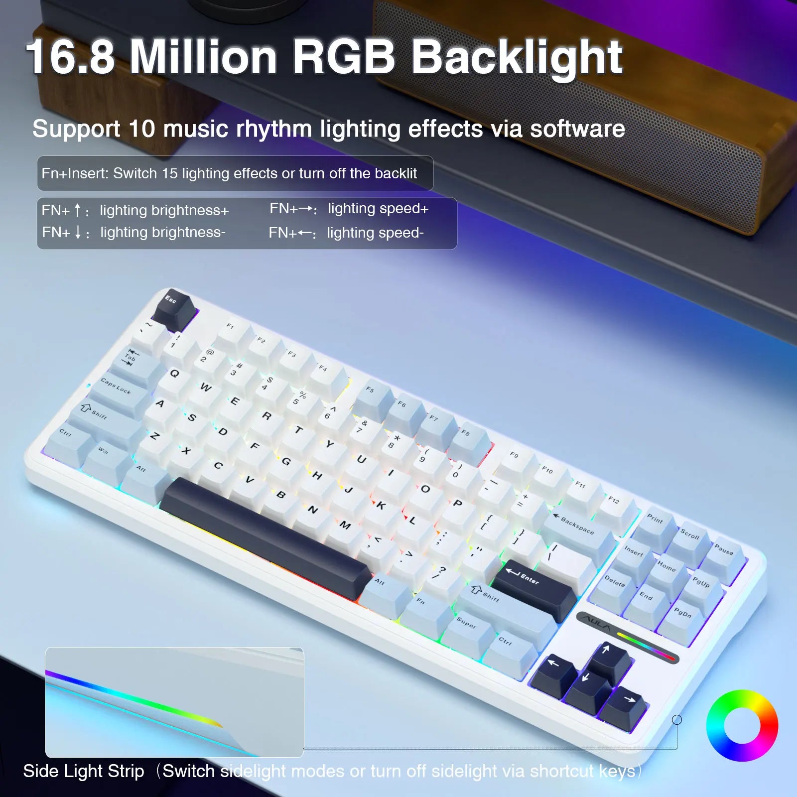 AULA F87 Wireless Keyboard 87 Keys Compact TKL 3 Modes Gasket Gaming Keyboard Hot-Swap RGB Custom RGB Backlit Bluetooth Keyboard