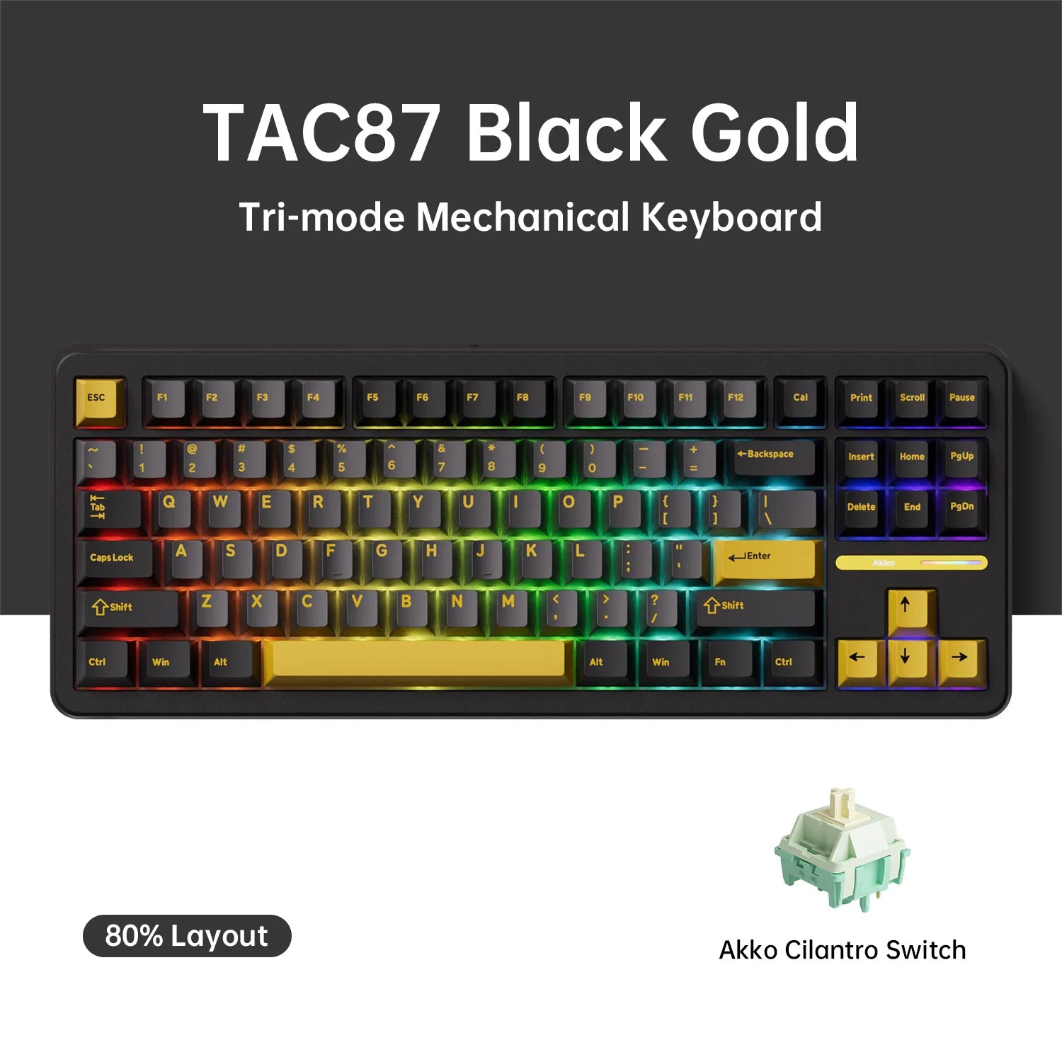 Akko TAC87 Mechanical Keyboard 80% TKL Hot-swap RGB 10000mAh USB Wired/2.4G&BT Wireless Customized Gaming Keyboard Gasket Mount