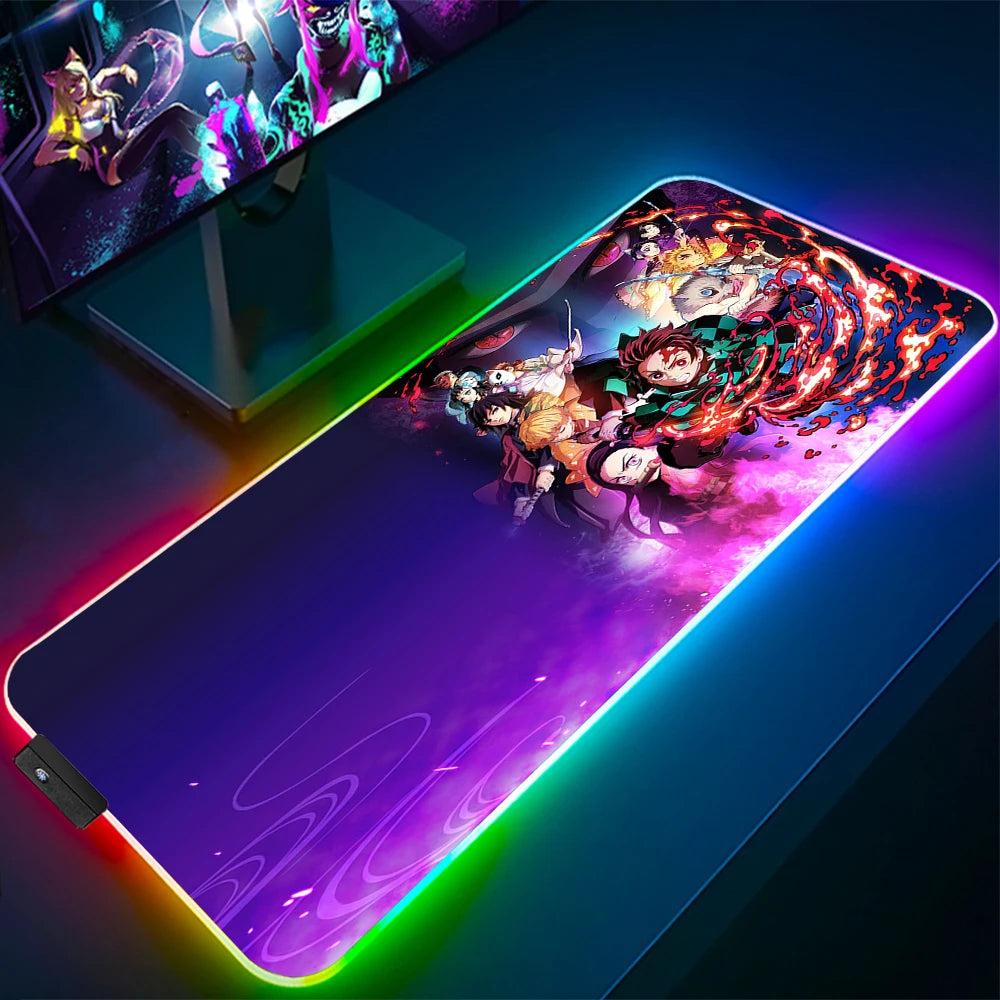Demon Slayer Large Gaming Mousepad Anime Laptop Desk Mouse Pad Waterproof Mat Deskmat Carpet for Mouse RGB Playmat LED Rugs Xxl