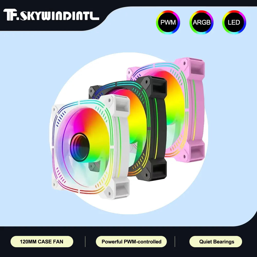 High Performance Case Fan 120mm ARGB PC Fans 4pin PWM Silent Computer Fan Infinite Mirror Cooling Fan 12V Chassis Fan