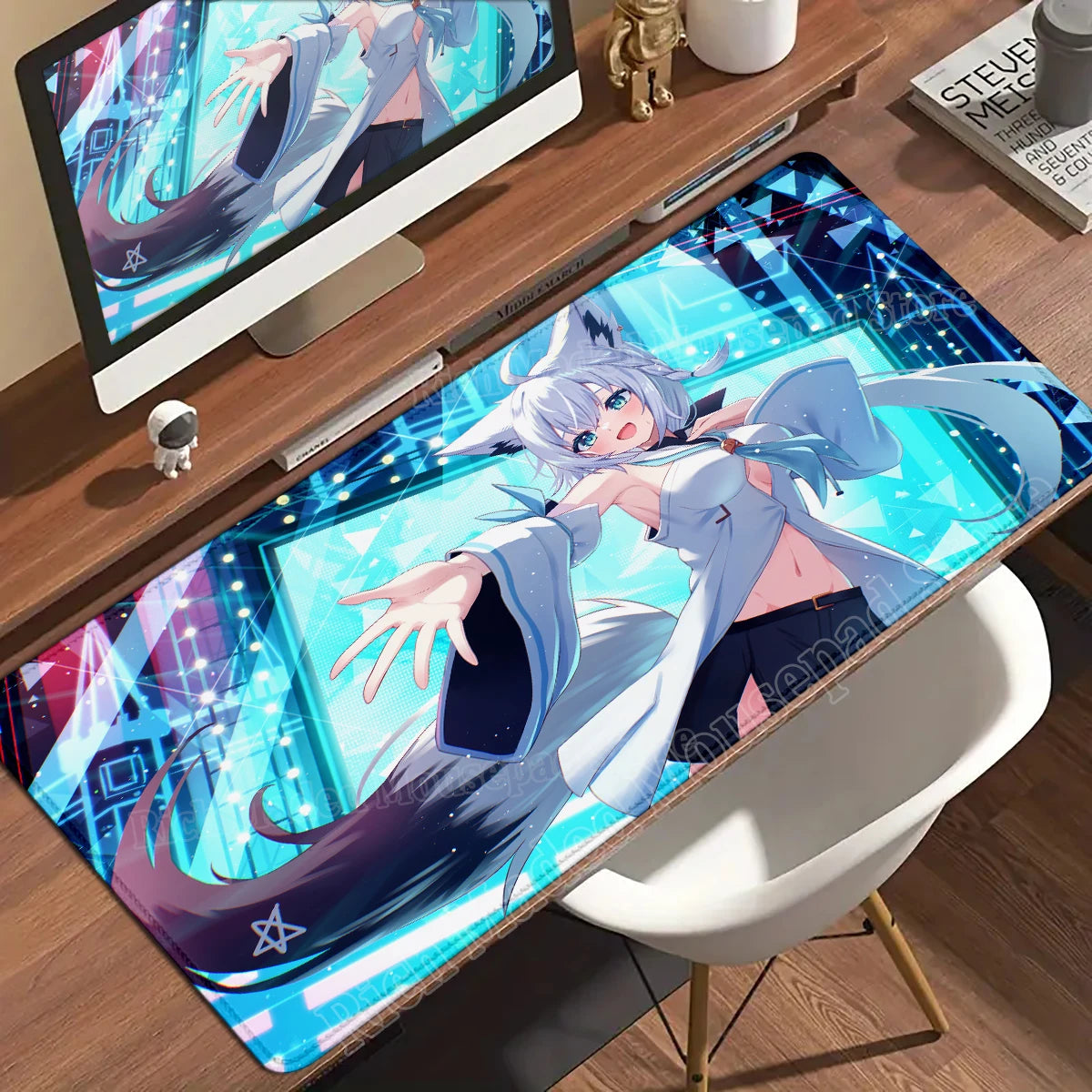 Shirakami Fubuki Mouse Pad Laptop Hololive Large Gaming Keyboard Rug PC Kawaii Anime Girl Mousepad XXL Gamer Pc Cabinet Desk Mat