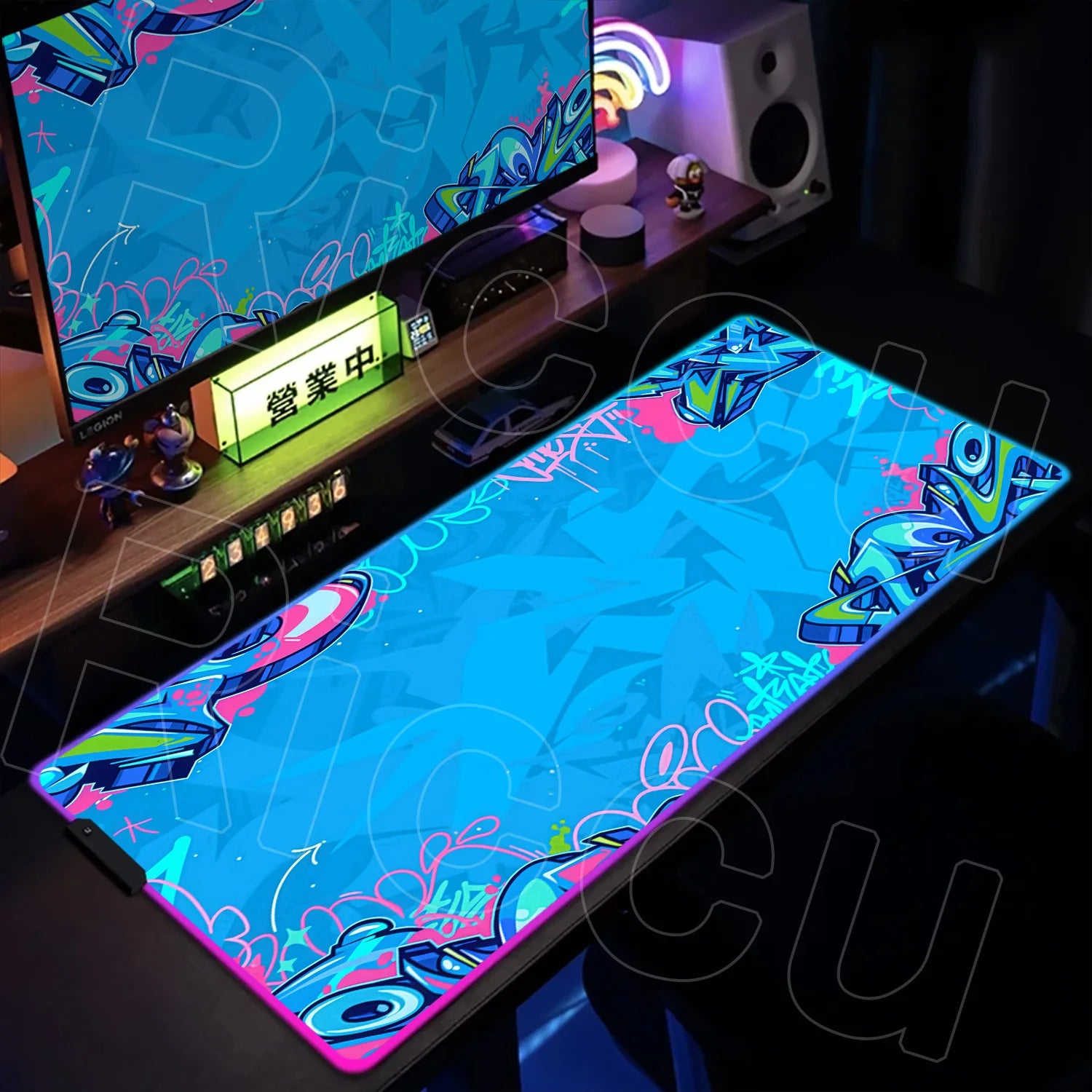RGB 1000x500mm Street Graffiti Art Gaming Mouse Pad Table Pad Mousepad Computer expand Rubber accessories Keyboard LED Desk mat