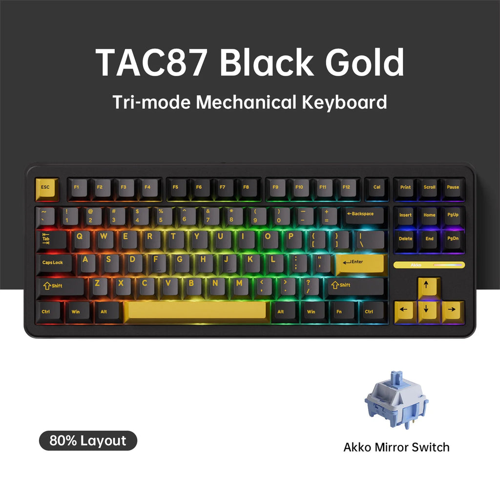 Akko TAC87 Mechanical Keyboard 80% TKL Hot-swap RGB 10000mAh USB Wired/2.4G&BT Wireless Customized Gaming Keyboard Gasket Mount